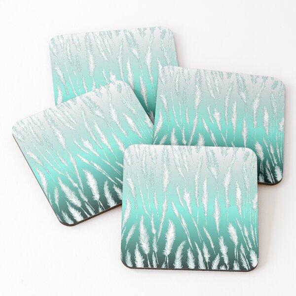 Item preview, White Wild Grasses on Cyan Hues Gradient Background designed and sold by Beachy.