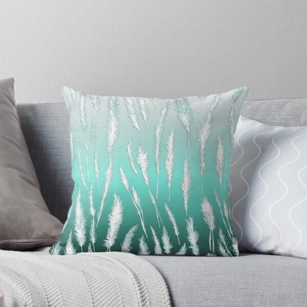 Item preview, White Wild Grasses on Cyan Hues Gradient Background designed and sold by Beachy.