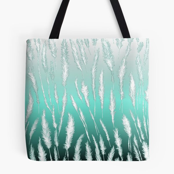 Item preview, White Wild Grasses on Cyan Hues Gradient Background designed and sold by Beachy.