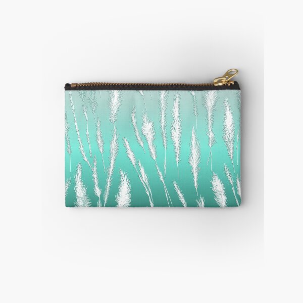 Item preview, White Wild Grasses on Cyan Hues Gradient Background designed and sold by Beachy.