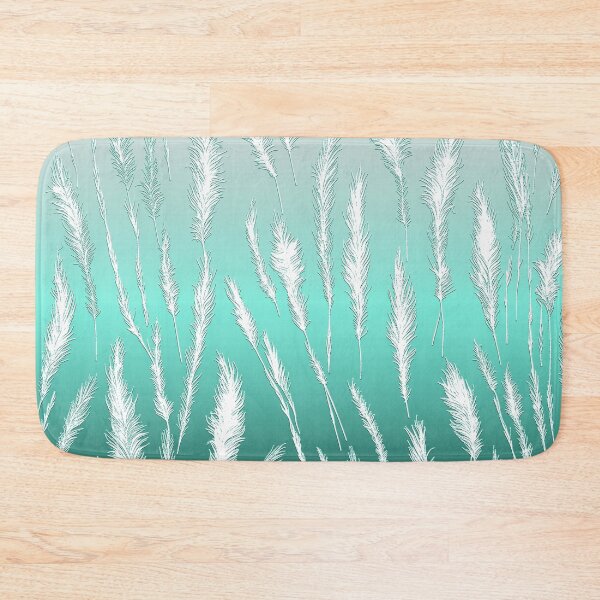Item preview, White Wild Grasses on Cyan Hues Gradient Background designed and sold by Beachy.