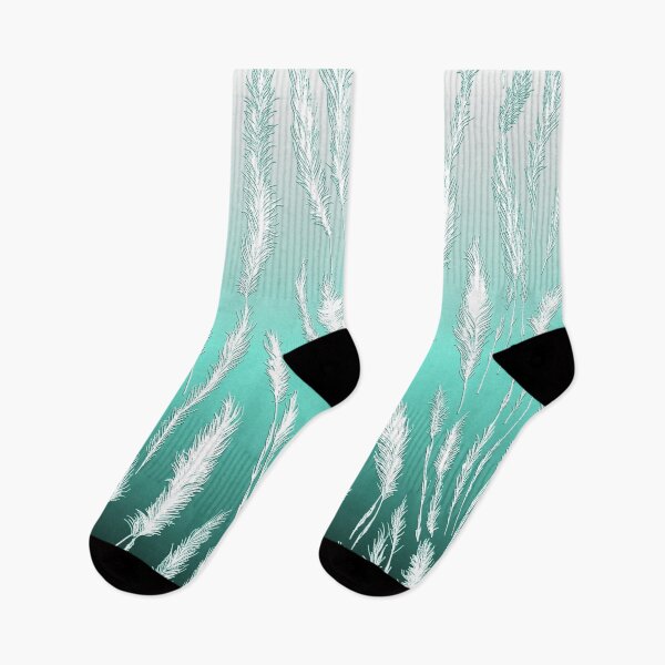 Item preview, White Wild Grasses on Cyan Hues Gradient Background designed and sold by Beachy.