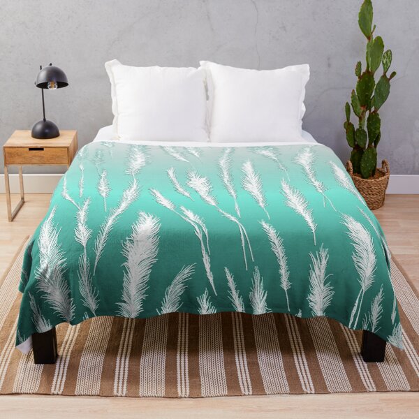 Item preview, White Wild Grasses on Cyan Hues Gradient Background designed and sold by Beachy.