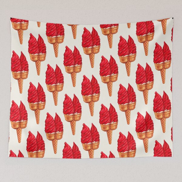 Item preview, Twin Cherry Dip Ice Cream Pattern - White designed and sold by Kelly  Gilleran.