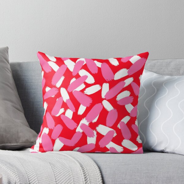 Item preview, Pink and White on Red Dash Brushstrokes Abstract  designed and sold by OneThreeSix.