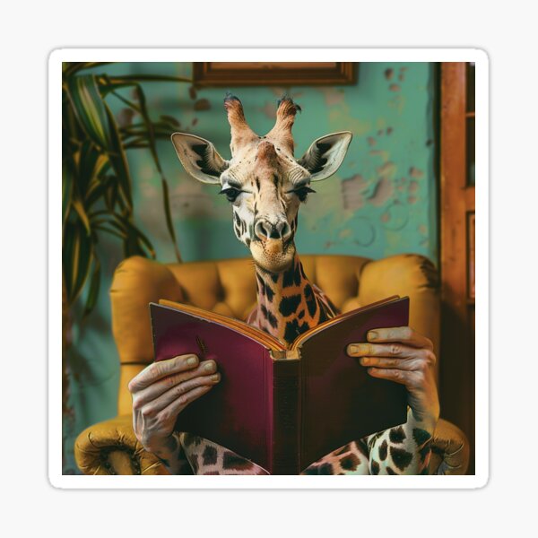 Artikel-Vorschau von Giraffe mit einem Buch, designt und verkauft von PixcelStudioB.