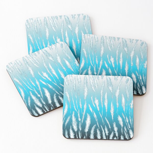 Item preview, White Wild Grasses on Turquoise Hues Gradient Background designed and sold by Beachy.