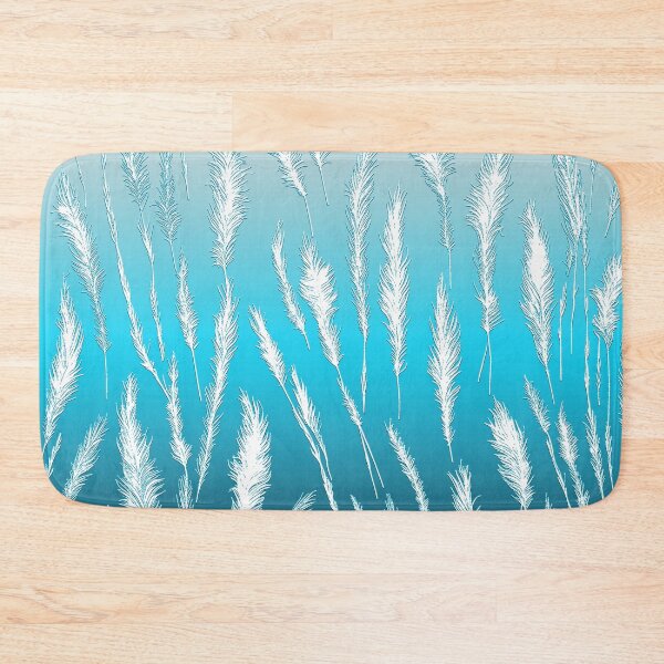 Item preview, White Wild Grasses on Turquoise Hues Gradient Background designed and sold by Beachy.