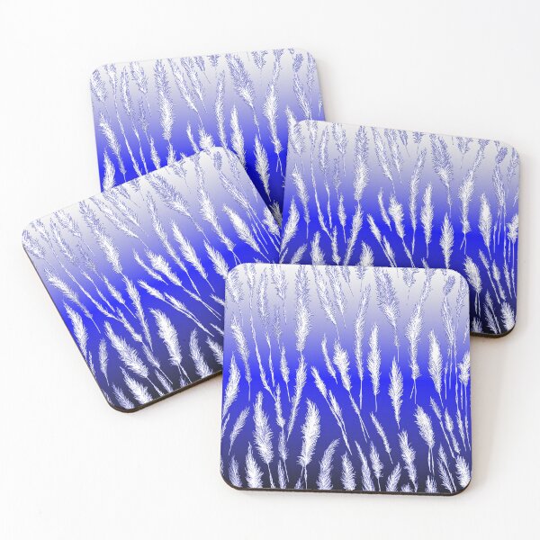 Item preview, White Wild Grasses on Blue Hues Gradient Background designed and sold by Beachy.