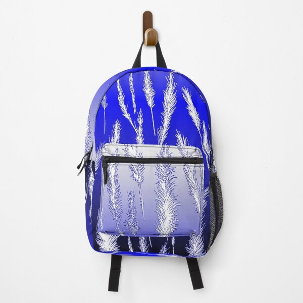 Item preview, White Wild Grasses on Blue Hues Gradient Background designed and sold by Beachy.