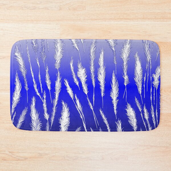 Item preview, White Wild Grasses on Blue Hues Gradient Background designed and sold by Beachy.
