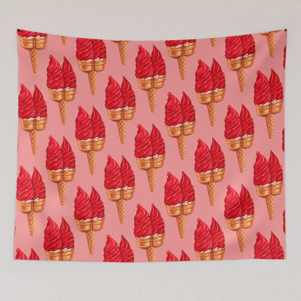 Item preview, Twin Cherry Dip Ice Cream Pattern - Pink designed and sold by Kelly  Gilleran.