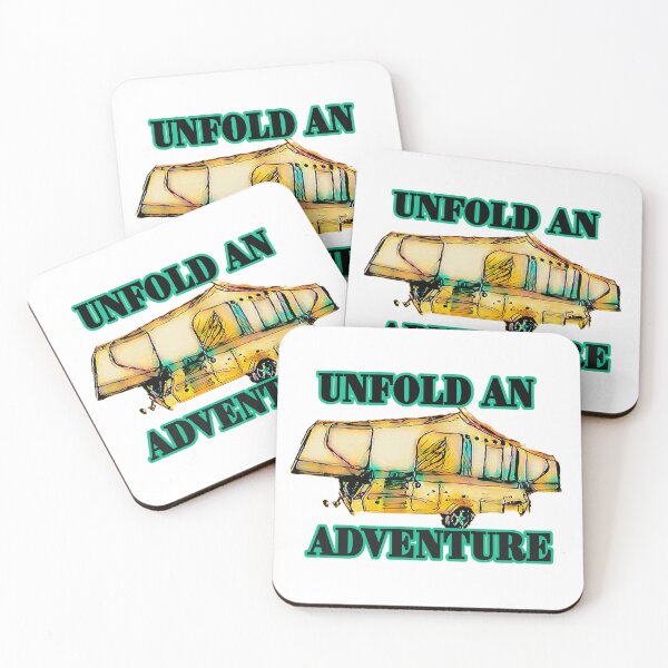 Item preview, Unfold an Adventure Orange Folding Caravan designed and sold by BeccaAelishe.