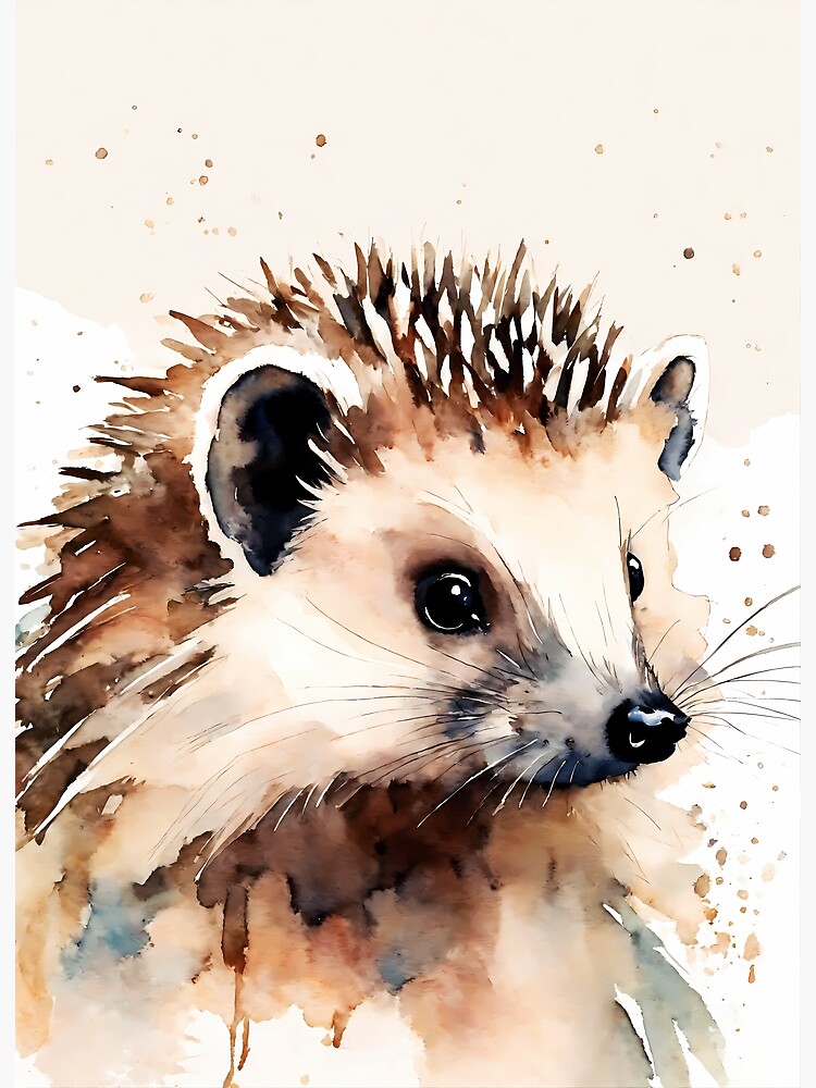 Thumbnail 3 of 3, Poster, "Hedgehog Portrait: Watercolor Painting on White Background" designed and sold by soulfulpalette.