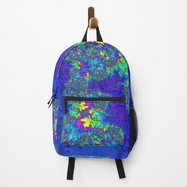 Item preview, Mandelbrot 72 - Cyan-red-yellow-green intricate spirals intertwined with deep blue-purple background designed and sold by Draeger0.