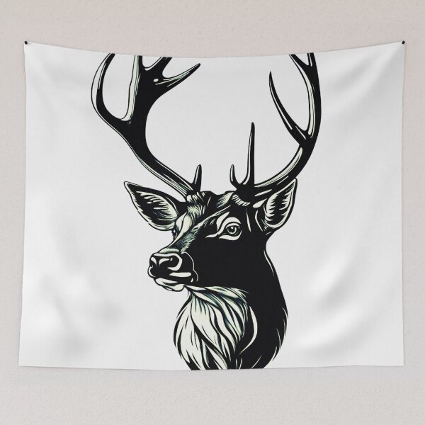 Item preview, A deer in black and white designed and sold by PixelCraftDSG.