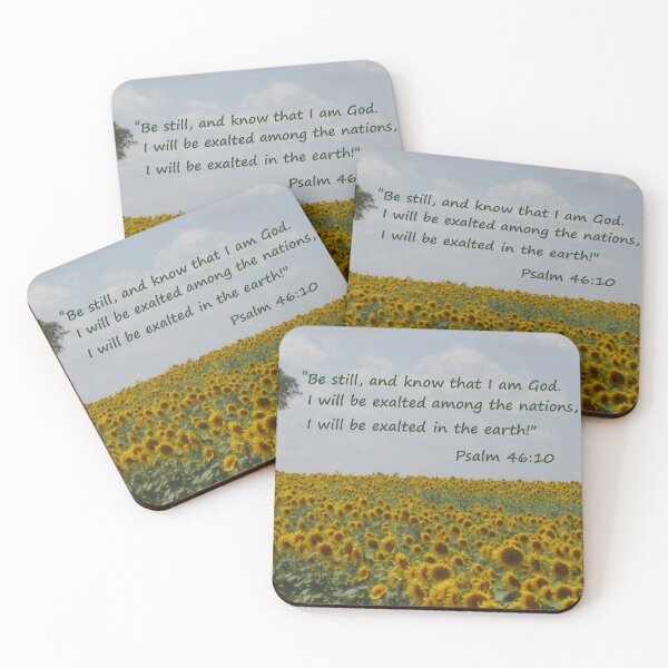 Item preview, Sunflower Field, Tree, Sky and Clouds with Psalm 46:10 designed and sold by JoyousArt4u.