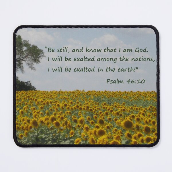 Item preview, Sunflower Field, Tree, Sky and Clouds with Psalm 46:10 designed and sold by JoyousArt4u.