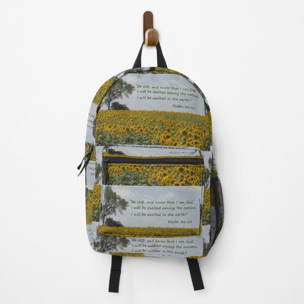 Item preview, Sunflower Field, Tree, Sky and Clouds with Psalm 46:10 designed and sold by JoyousArt4u.