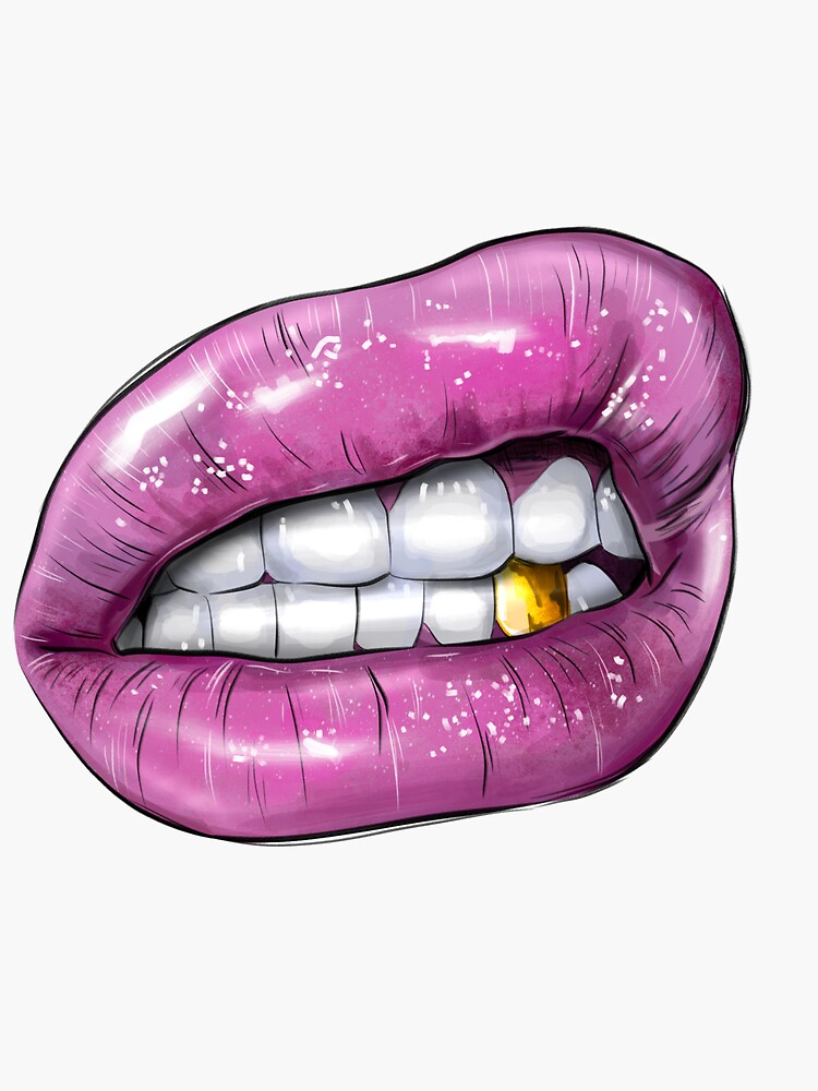 Womens Rose Gold Dripping Lip Art T-Shirt - Lipstick Kiss T-Shirt