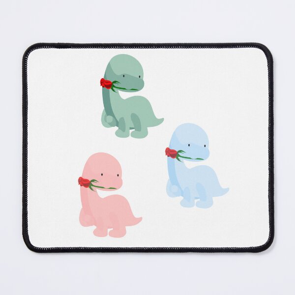 Item preview, 3 dinosaurs holding a rose, green, pink and blue designed and sold by Spirit and Style.