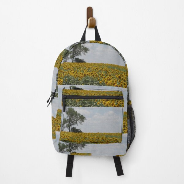 Item preview, Campo de girasoles tranquilo y relajado, árbol y cielo con nubes designed and sold by JoyousArt4u.