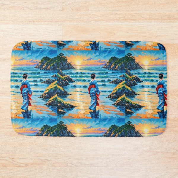 Item preview, Beautiful abstract geisha, kimono , in sunrise with flowers designed and sold by Coolparrotgirl.
