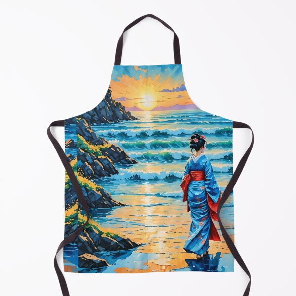 Item preview, Beautiful abstract geisha, kimono , in sunrise with flowers designed and sold by Coolparrotgirl.