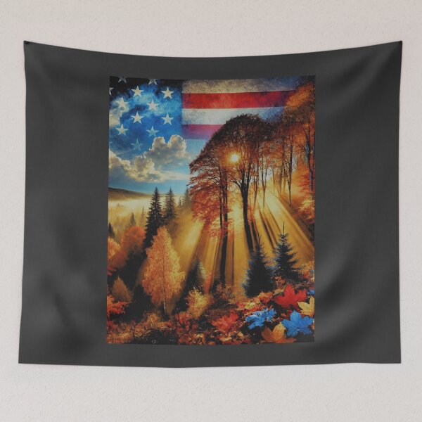 Item preview, USA Autumn Forest: Fall Colors & Patriotic Mist designed and sold by ValorVerse.