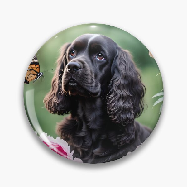 Item preview,  Black and  English cocker spaniel with peonie designed and sold by Coolparrotgirl.