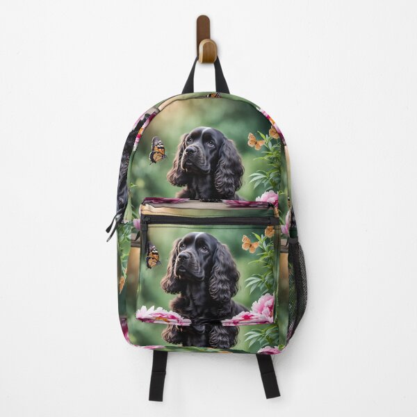 Item preview, Black and English cocker spaniel with peonie designed and sold by Coolparrotgirl.