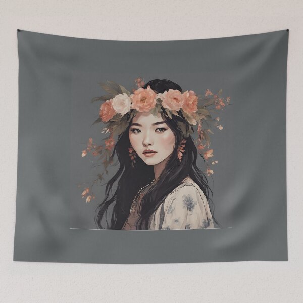 Item preview, Blossoming Elegance: An Asian Beauty Adorned in Flowers designed and sold by Emilyprintart.