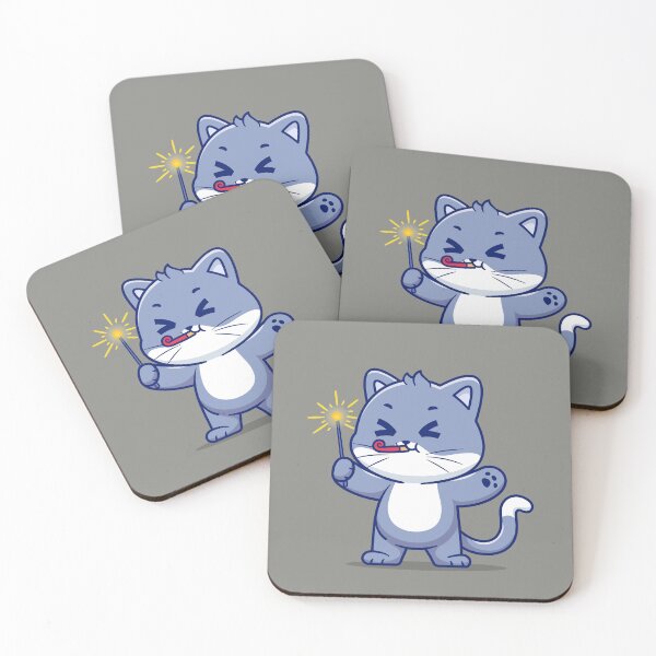 Item preview, Cute Cat Playing with Fireworks: Cartoon Vector Icon Illustration designed and sold by hjian8219.
