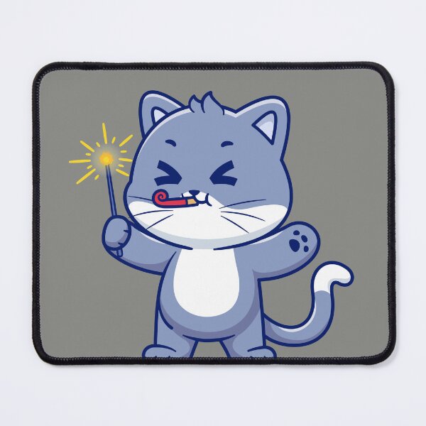 Item preview, Cute Cat Playing with Fireworks: Cartoon Vector Icon Illustration designed and sold by hjian8219.