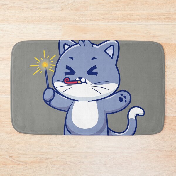 Item preview, Cute Cat Playing with Fireworks: Cartoon Vector Icon Illustration designed and sold by hjian8219.