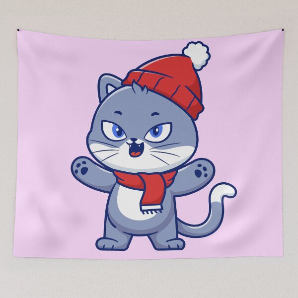 Item preview, "Cute Winter Cat: Cartoon Vector Icon Illustration" designed and sold by hjian8219.