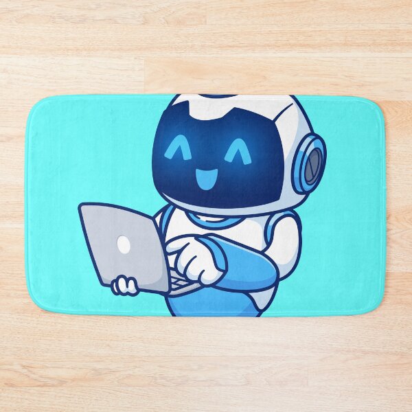 Item preview, Cute Robot Working on Laptop: Cartoon Vector Icon Illustration designed and sold by hjian8219.