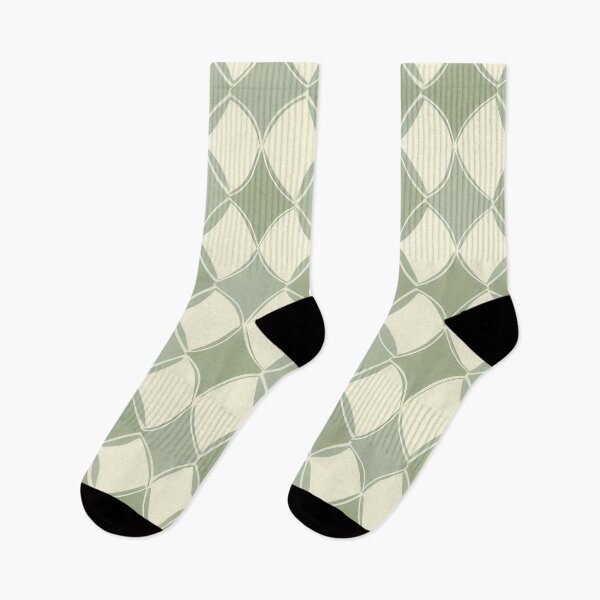 Item preview, Retro sage green and cream abstract diamond checker pattern designed and sold by PrettyPinkSkies.