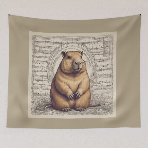 Item preview, Sweet Capy, Capybara, Song Cappy, Music Capy designed and sold by GOLDENGARDENART.