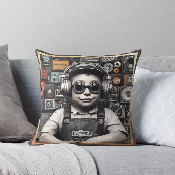 Item preview, DJ Kid, DJ Head, Música, Canción, Canciones, Sweet DJ, niño, amable, vintage, retro, designed and sold by GOLDENGARDENART.