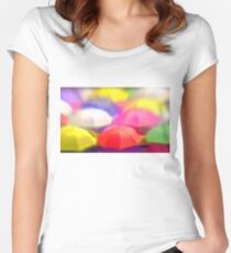 “Umbrella Rainbow”, Photo / Digital Painting Women's Fitted Scoop T-Shirt