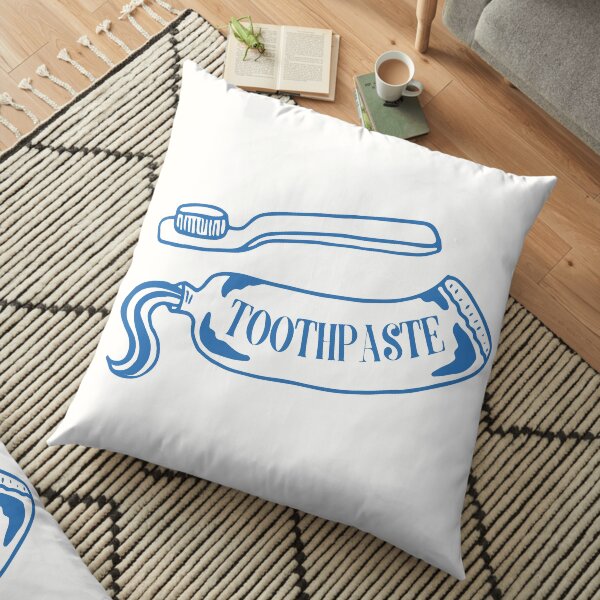 Toothpaste & Brush Bathroom Print Floor Pillow