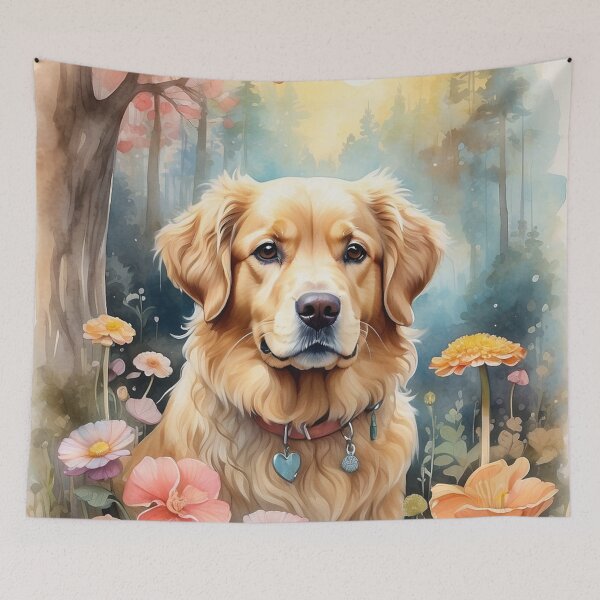 Artikelvorschau, 001 Tuschemalerei eines süßen Golden Retrievers entworfen und verkauft von Alexis Art Collection.