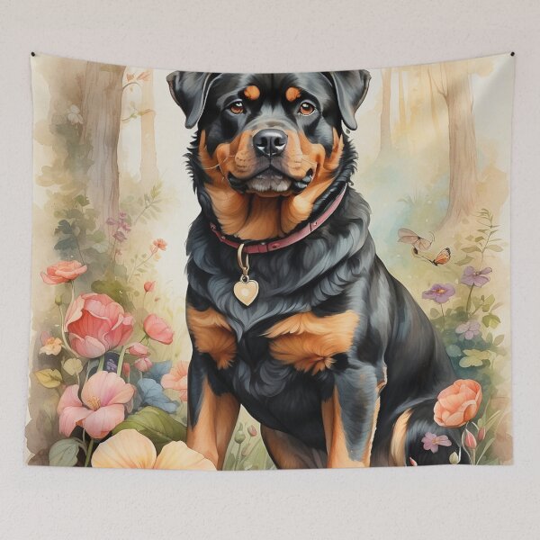 Artikelvorschau, 002 Tuschemalerei eines süßen Rottweilers entworfen und verkauft von Alexis Art Collection.