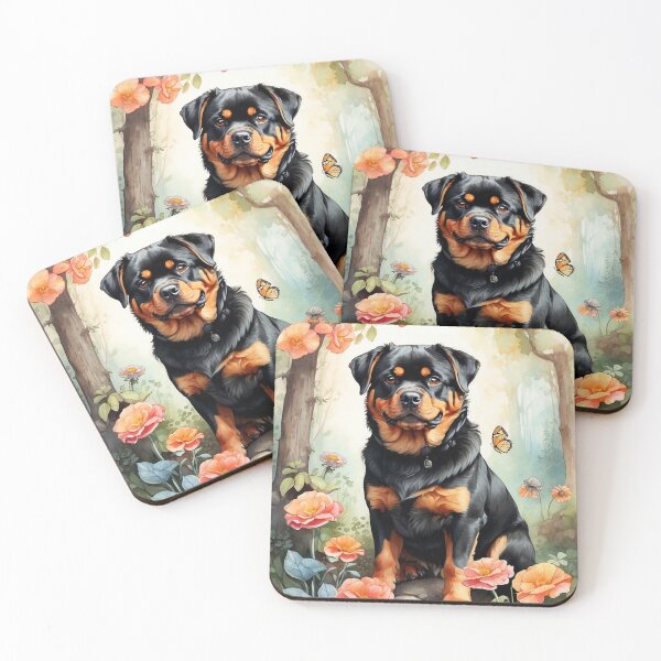 Artikelvorschau, 003 Tuschemalerei eines süßen Rottweilers entworfen und verkauft von Alexis Art Collection.