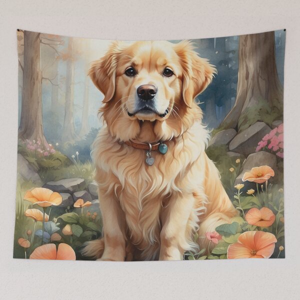 Artikelvorschau, 003 Tuschemalerei eines süßen Golden Retrievers entworfen und verkauft von Alexis Art Collection.