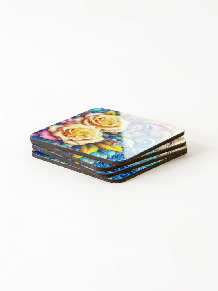 Thumbnail 4 of 5, Coasters (Set of 4), Spring Roses designed and sold by connie campbell.