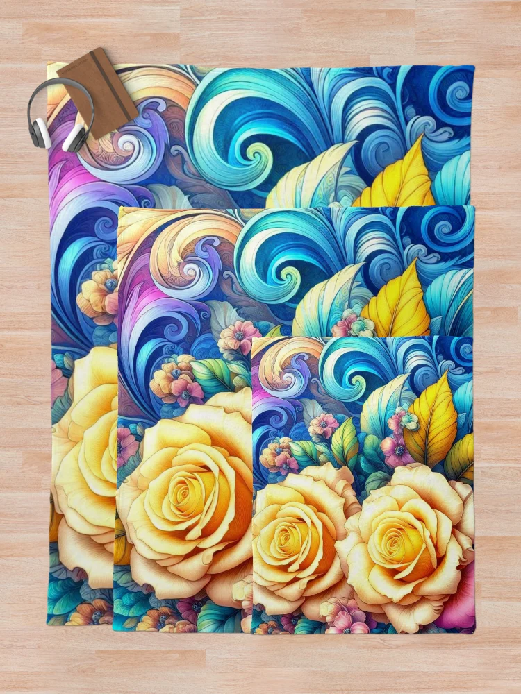 Thumbnail 5 of 6, Throw Blanket, Spring Roses designed and sold by connie campbell.