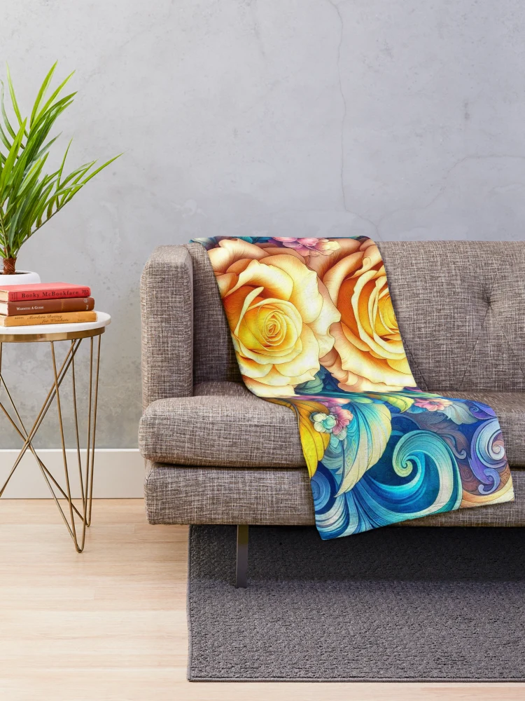 Thumbnail 2 of 6, Throw Blanket, Spring Roses designed and sold by connie campbell.