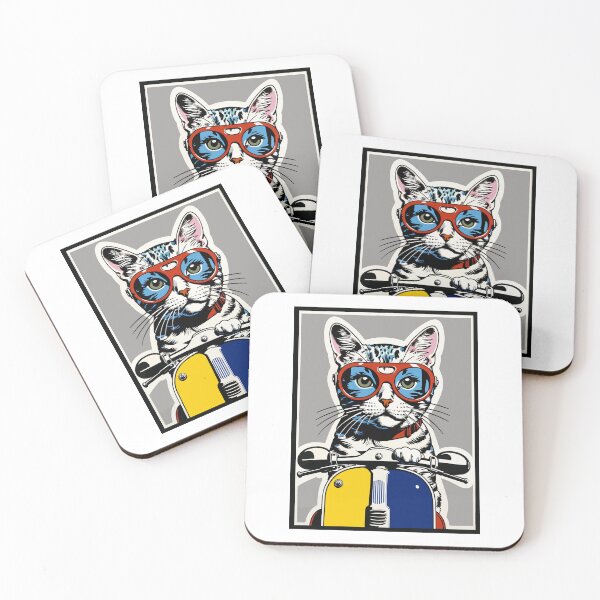 Item preview, Scooter Cat Vintage Style Print Pop Art designed and sold by retrographics.